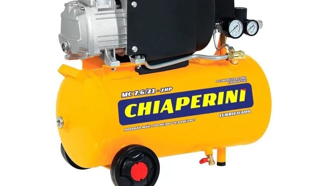 Compressor de Ar Portátil 21Litros Chiaperini MC 7.6/21-2HP 120psi Monofásico