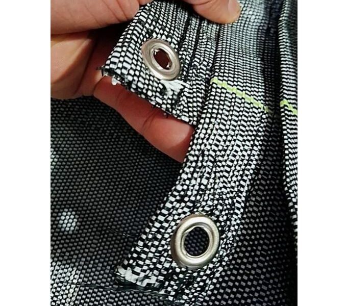 Rafia de solo carijó para camping com ilhós nas 4 pontas na medida de 4,00 de largura