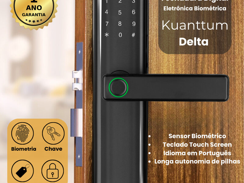 Fechadura Eletronica Digital Biometrica Senha Touch Cartão Tag Kuanttum Delta