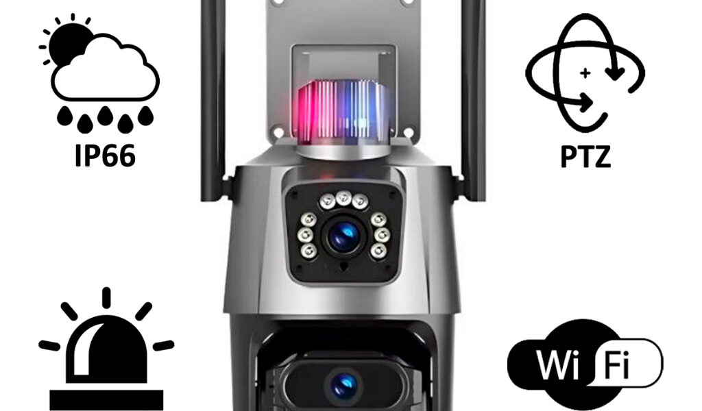 Câmera Wi-Fi Speed Dome com Alarme e Visão Noturna – Lente Dupla 3.6mm, Sirene Policial e Rotação