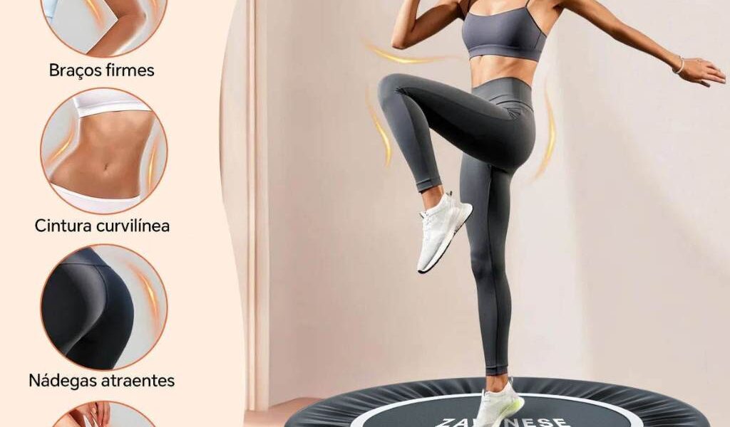 Cama Elástica com Aro de Reforço Suporta 200kg Jump Trampolim Mini Cama Elástica Fitness 1 metro