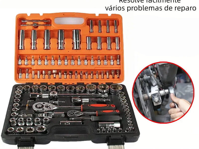 Kit 172/108 Peças Jogo Caixa De Ferramentas Chave Soquete Multi Funções