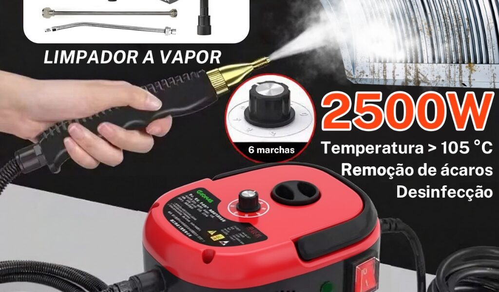 Limpador a vapor portátil de 2500 W, máquina de limpeza de alta temperatura e alta pressão de 220 V/110V
