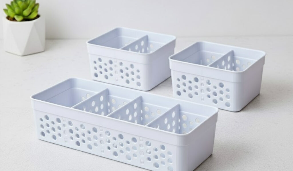 Cesto Organizador Multiuso Kit 3, Kit 6 Unidades com Divisoria Removivel para Gavetas, Armários