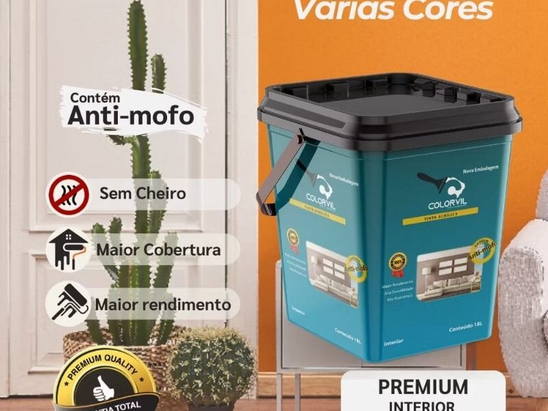 Tinta Acrílica Colorvil eco 18 itros Sem Cheiro com Antimofo para parede , Maior rendimento Diversas Cores Envio Rápido