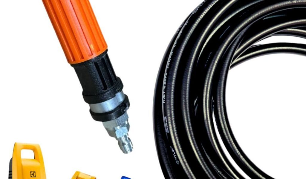 Mangueira Trama de Nylon Com Registro e Bico Variador Para Lavadoras de Alta Pressão Electolux Ews30