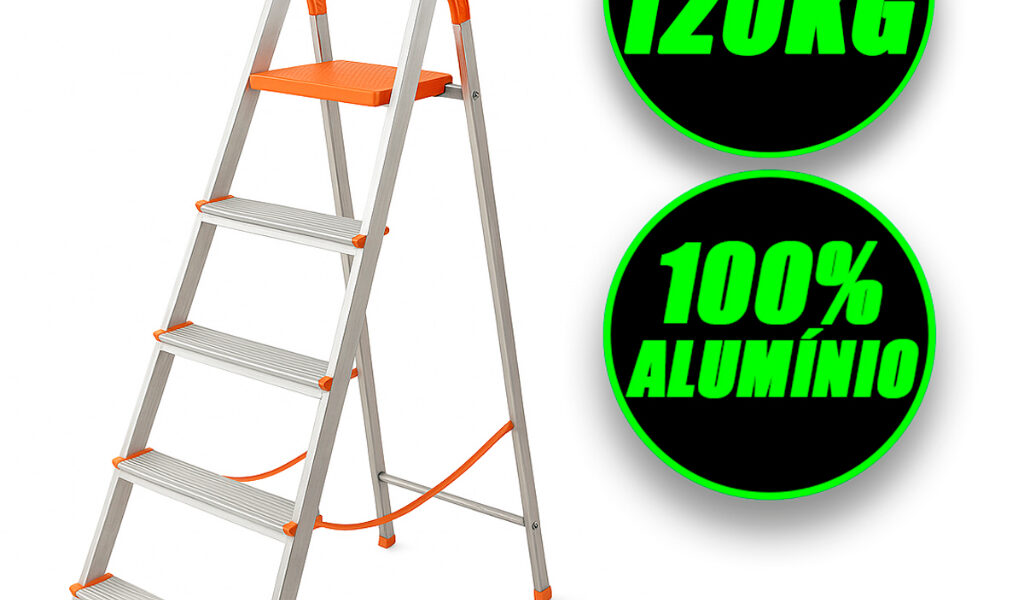 Escada De Alumínio 5 Degraus Domestica Residencial Eds005 Agata