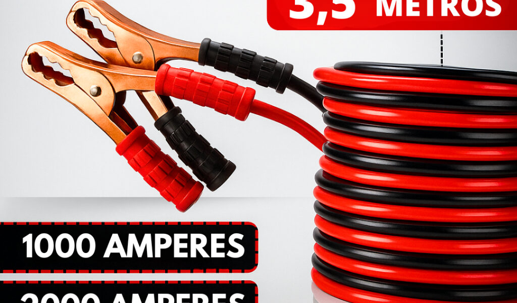 Cabo de Chupeta Para Bateria de Carro 1.000 ou 2.000 Amperes 3,5 Metros