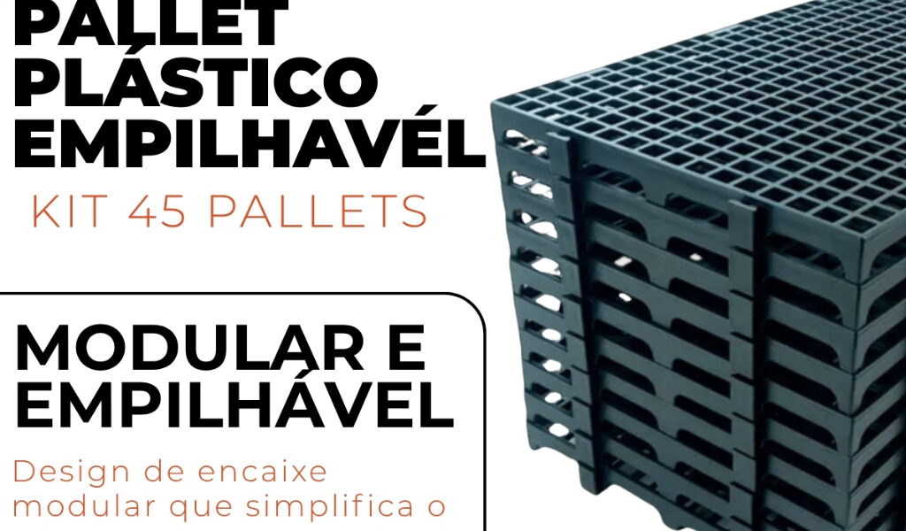 Kit 45 Pallets de Plástico Modular Encaixe Fácil e Resistente
