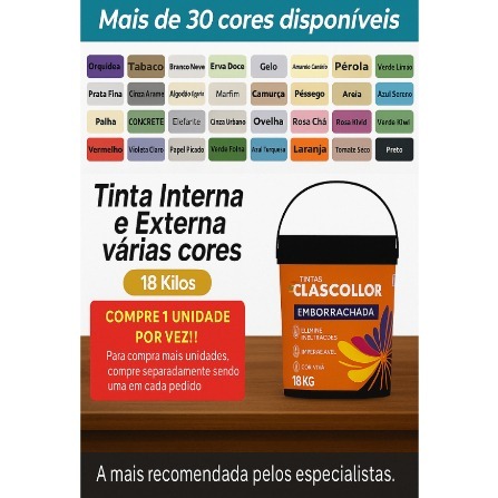 Tinta Manta Emborrachada 18KG Lavável Impermeabilizante Flexível Cores Diversas