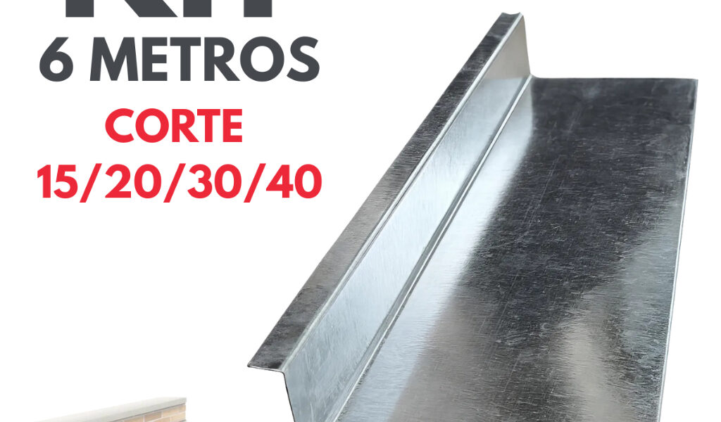 Kit 6 Metros Rufo Externo de Parede Telhado Corte 15/20/30/40 Galvanizado Chapa Chuva Vedação