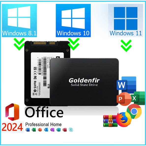 SSD 128 / 256 / 360 / 480 / 512 / 1TB Seu Sistema 10x Mais Rápido - Com Windows + Office