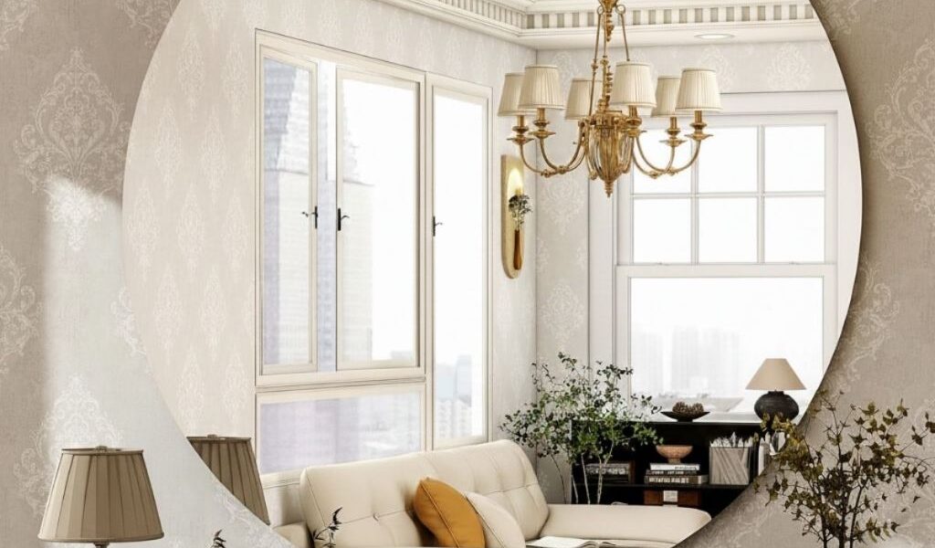 Espelho Redondo Lapidado 60x60cm Parede Sala Escritório Quarto Banheiro Lapidado