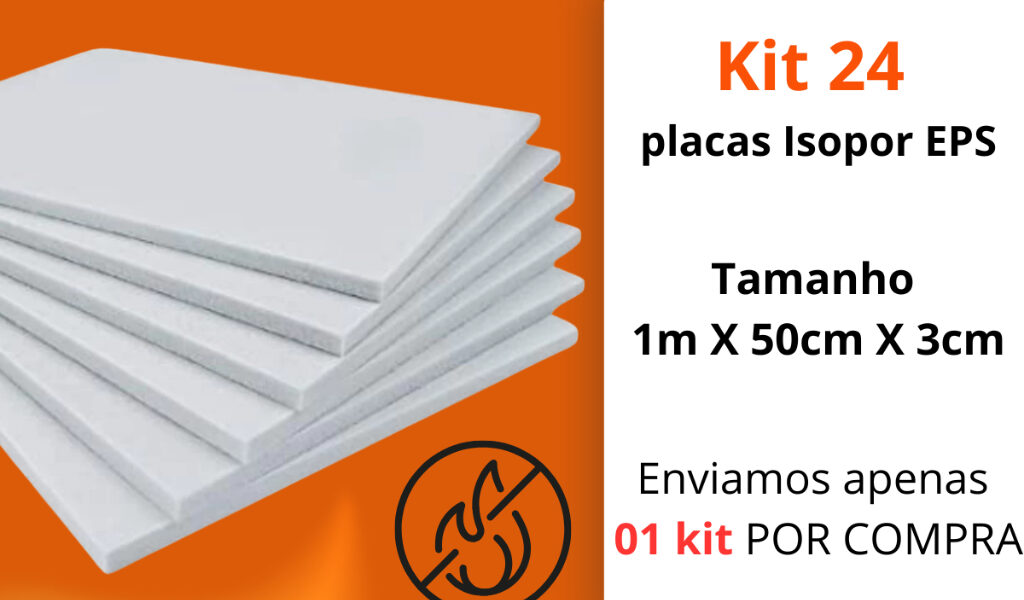 Kit 24 Placas de Isopor 3cm Isolamento Calor Som AntiChamas Reveste