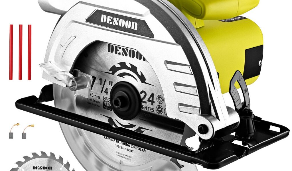 Serra Circular Elétrica 1400w Profissional 5500rpm Com Lápis Disco 185mm E Guia Para Carpinteiro Marceneiro Desoon