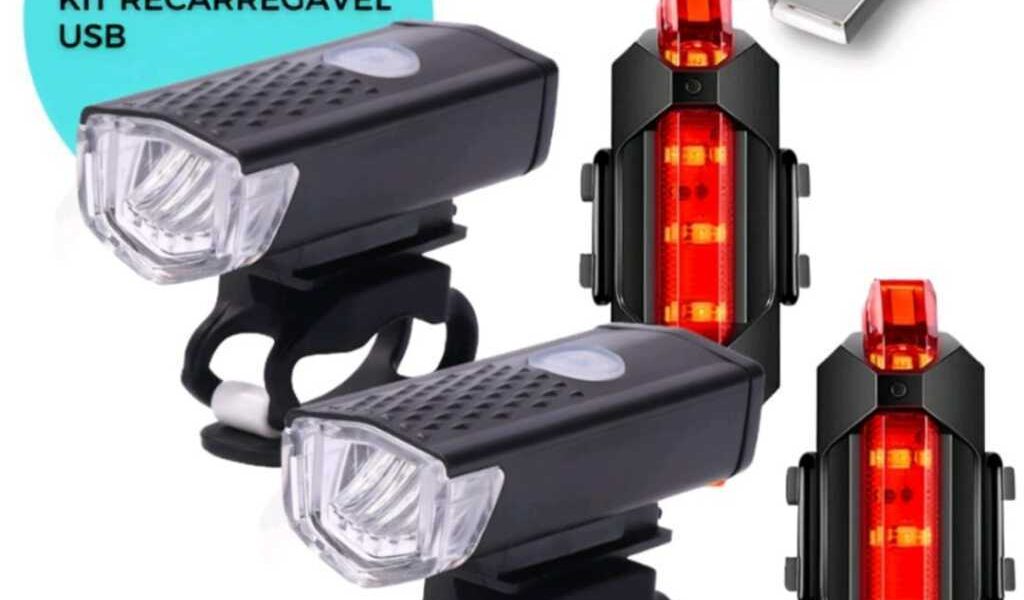 Kit Lanterna e Farol Bicicleta Bike Luz Ultra Led a Prova D'Água