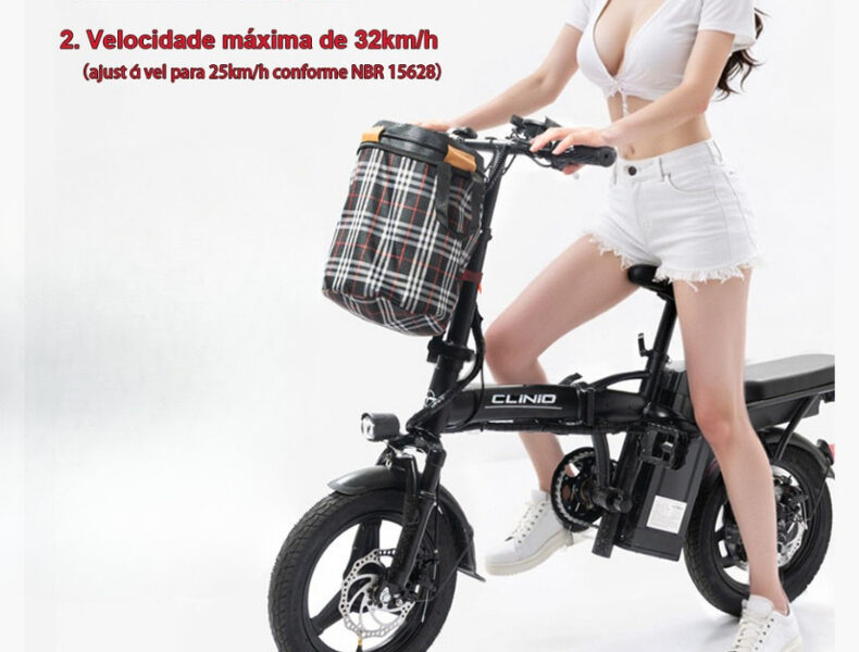 Bicicleta Elétrica 25km/h Dobravél Pedal W8 400w Autonomia 25km 48v 10ah