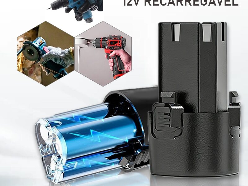 Bateria De Lítio 12 Recarregável Compatível com furadeiras, esmerilhadeiras e serras sabre