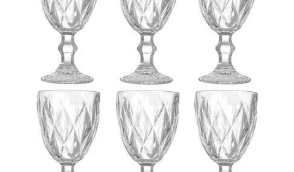 Jogo De 6 Taças Diamond Vidro Transparente 320ml 123útil