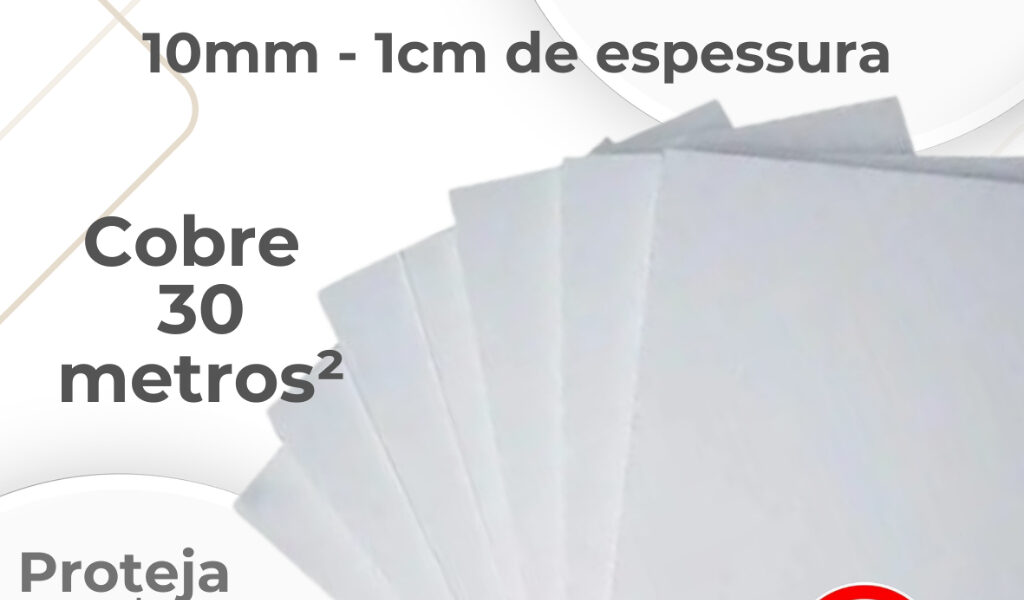 KIT 60 PLACAS ISOPOR ANTICHAMAS ACÚSTICO ESPESSURA 10mm (1cm) MEDIDAS 100x50x1cm - ENVIO IMEDIATO