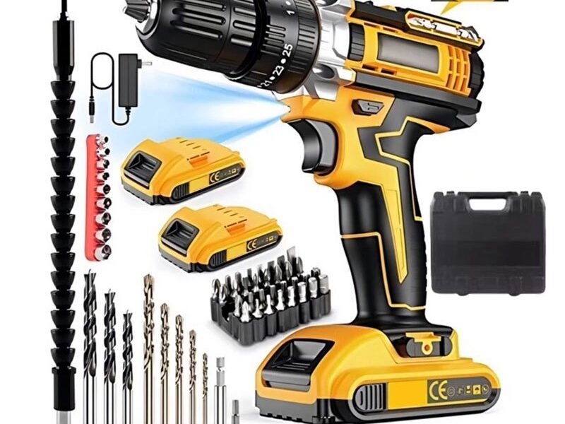 Parafusadeira Furadeira de Elétrica Sem Fio Impacto 48V Bateria 3 funções Kit Completo Acessórios