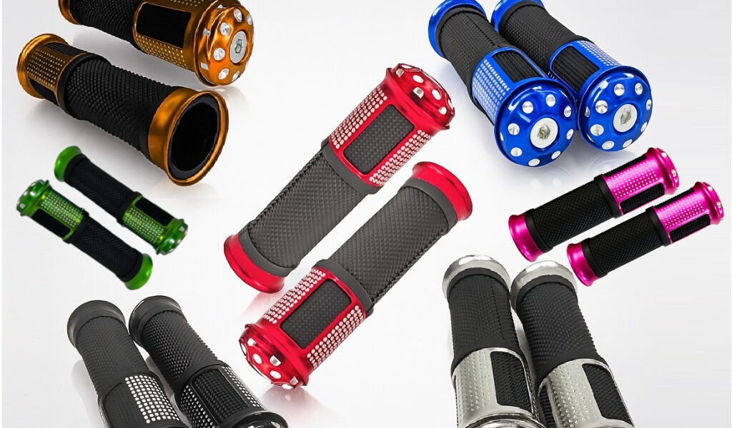 Manopla Luvinha Moto Esportiva Alumínio Borracha Antiderrapante Universal Preta Croma Azul Doura Vrm