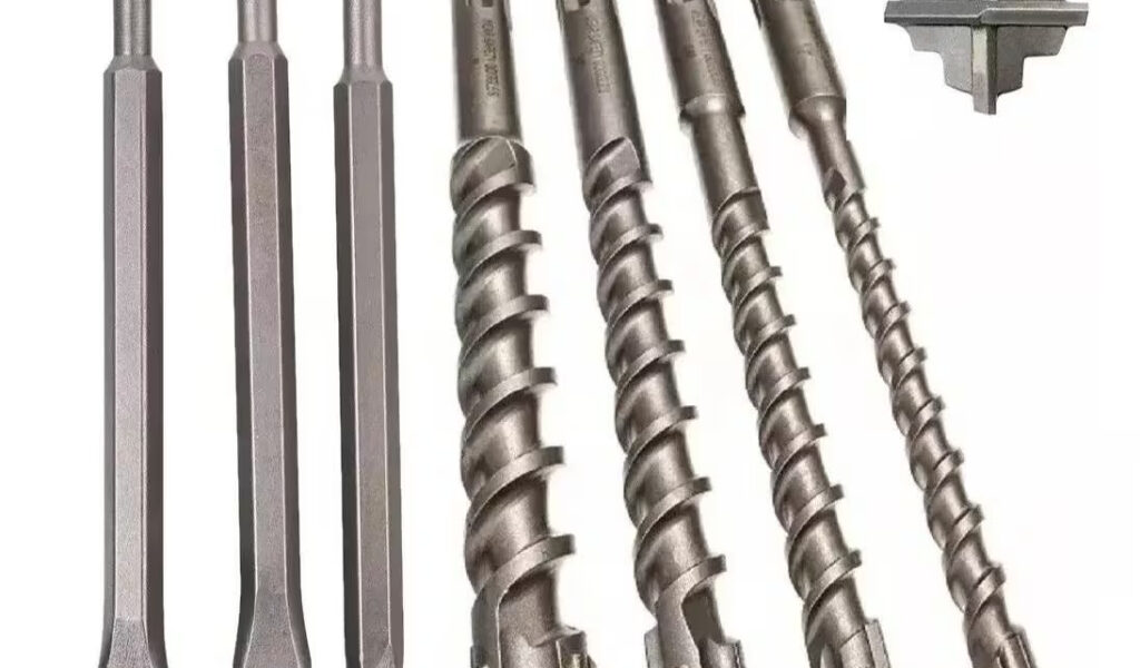 Kit 7 Para Martelete Ponteiro Talhadeira E Brocas 6mm 8mm 10mm 12mm Rompedor