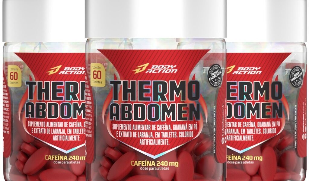 Kit 3x Thermo Abdomen Termogênico Cafeína Guaraná 180 Comp Bodyaction