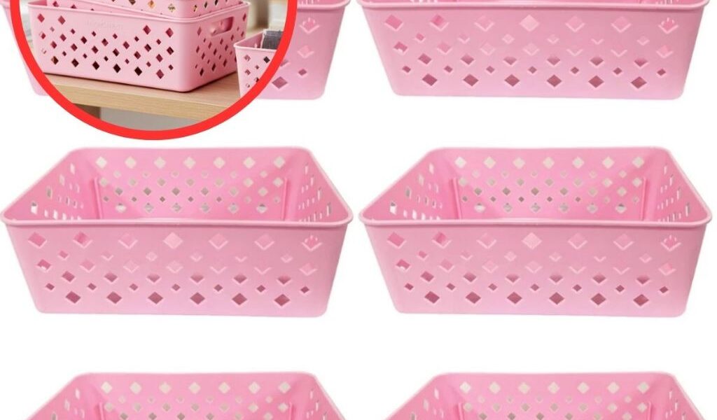 Kit 6 Cesto Multiuso Organizador Premium Rosa 123Organizei