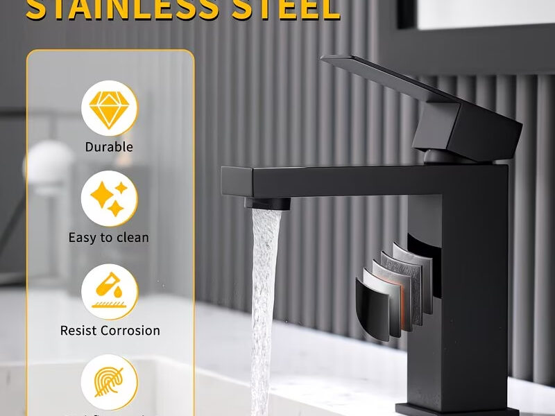 Torneira de Banheiro Lavabo cuba Preta Prata Luxo Metal Cromada Moderna 1/2 Cuba Fosco Inox Quadrada