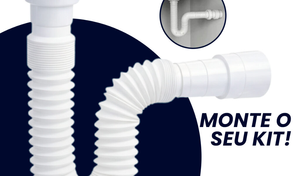 Kit 10 Unidades Sifao tubo sanfonado ajustável Lavatório/Pia/Tanque Universal 70cm / Plastunning