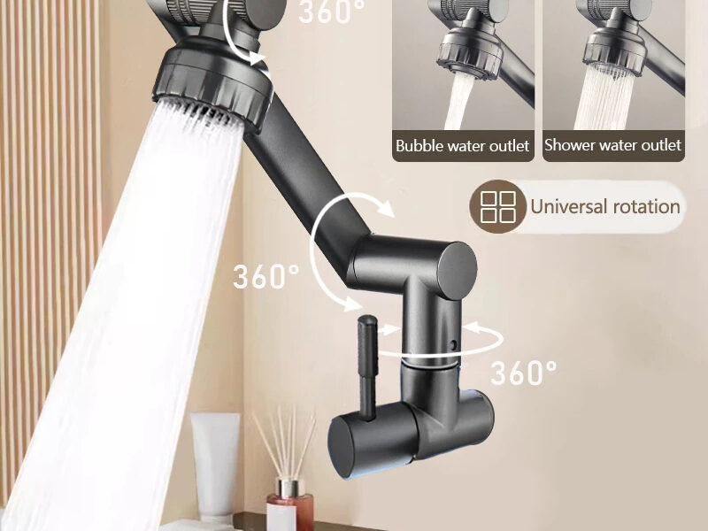 1080° Torneira Giratória 1080° Robótica - Para Pia de Cozinha e Banheiro com Sistema Antirrespingos