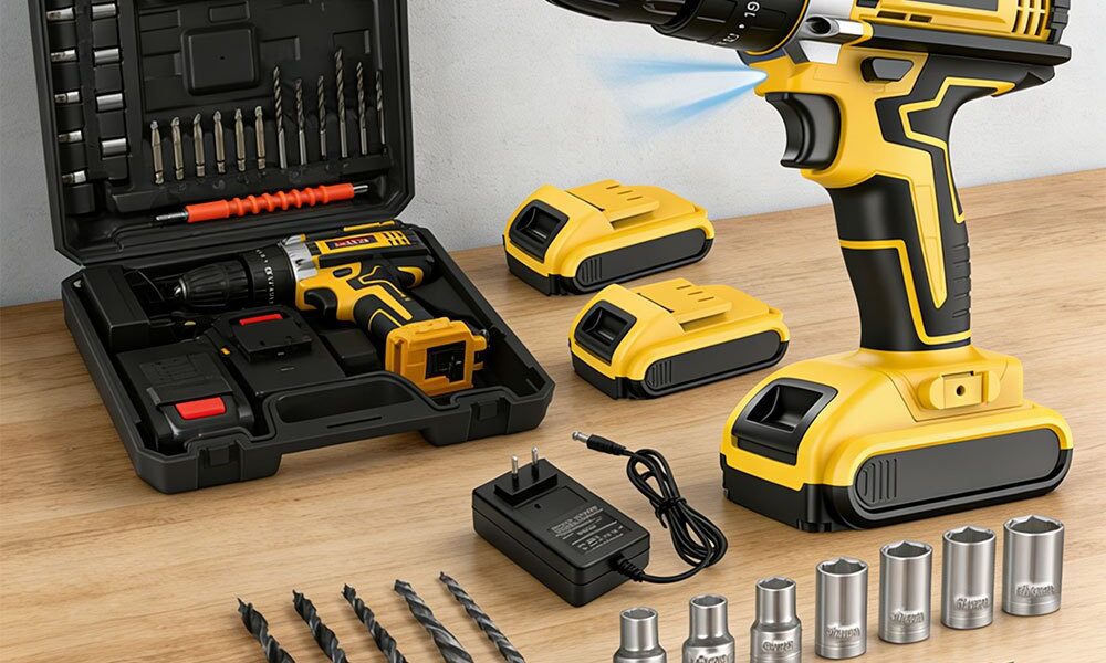 Kit Parafusadeira Furadeira 48V 2 Baterias Maleta e Acessórios Completos