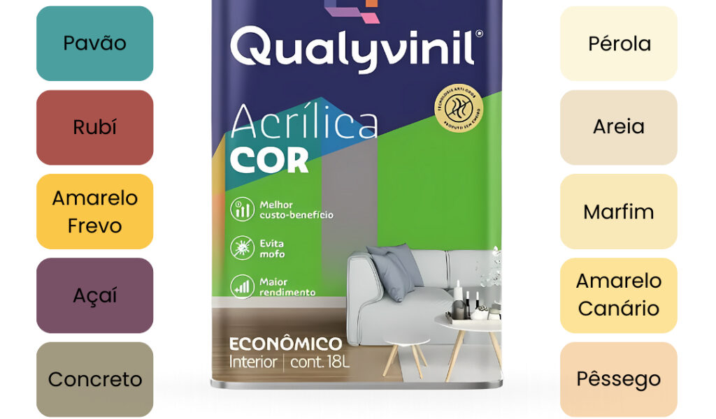 Tinta Branca para Parede Qualyvinil 18L Antimofo e Alto Rendimento