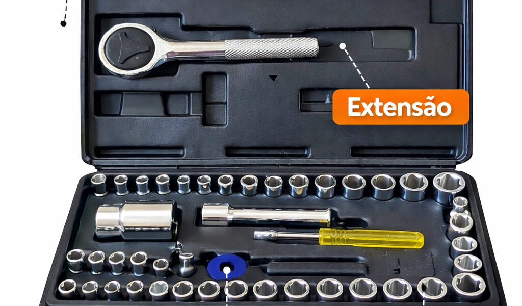 Kit Chave Catraca 40 Peças – Kit Chave Soquete e Acessórios – Ferramenta Manual