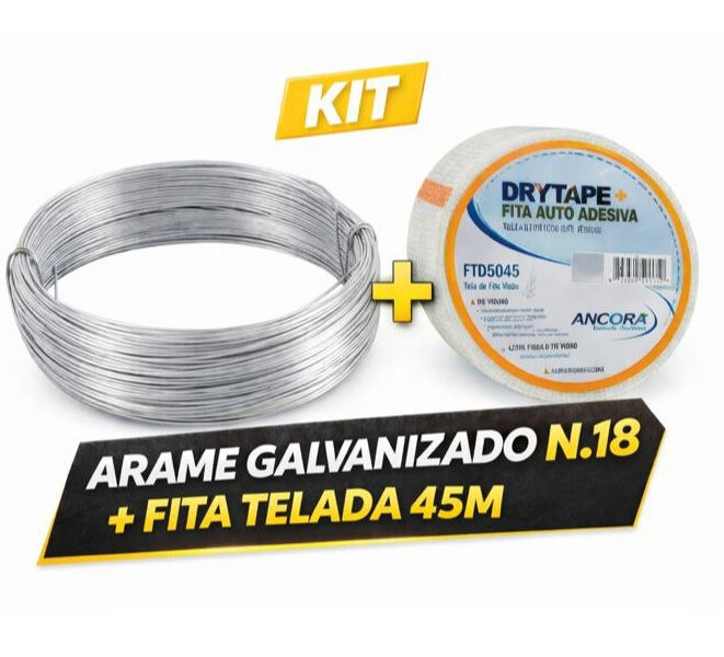 Kit Fita Telada Drywall Âncora 45m + Arame Galvanizado N18 1kg ≈108m|Reparo de Trincas, Forro, Isopor, Gesso e Alvenaria