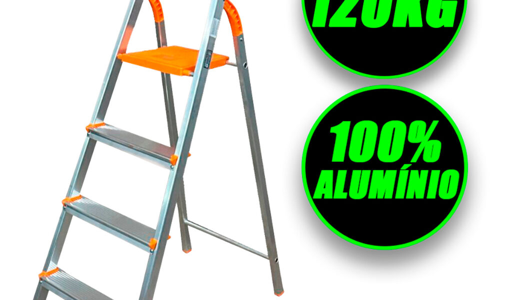 Escada De Alumínio 4 Degraus Domestica Residencial Eds004 Agata