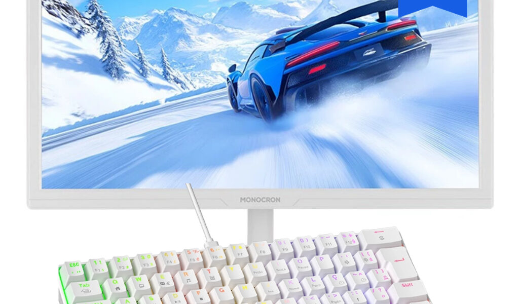 Kit Gamer Monitor 19" Teclado Mecânico LED Mouse Gamer Branco 7.200 DPI RGB Rainbow