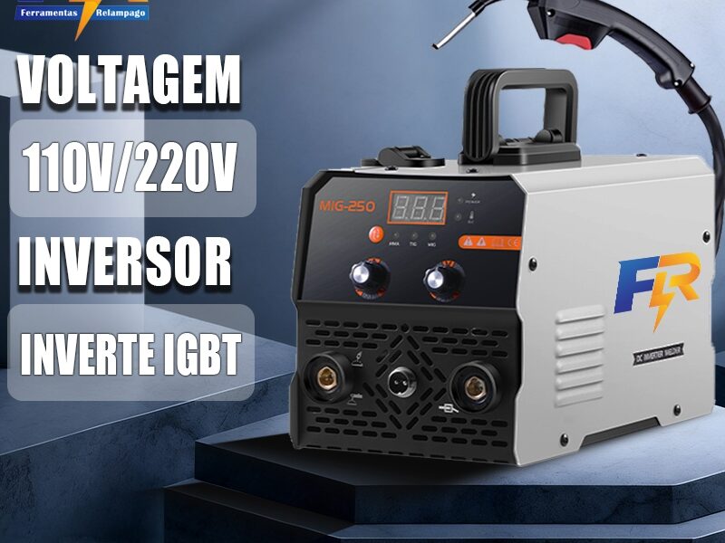 Máquina de Solda Inversor MIG-250 Sem Gás 3 em 1 MIG, MMA e TIG
