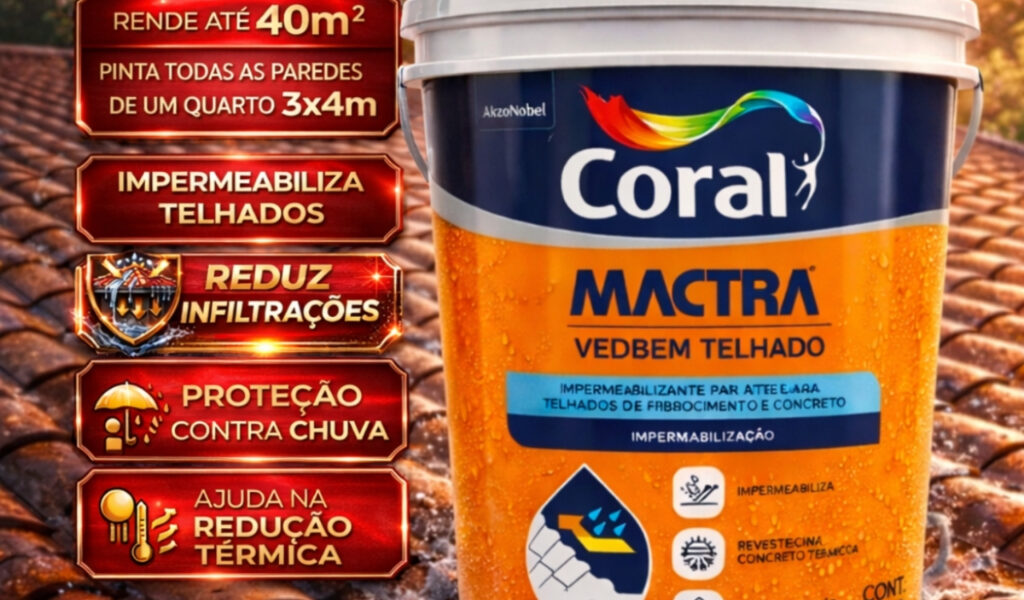 Tinta Borracha Liquida Impermeabilizante Emborrachada Coral Mactra 18kg Veda Telha, Parede Aderência
