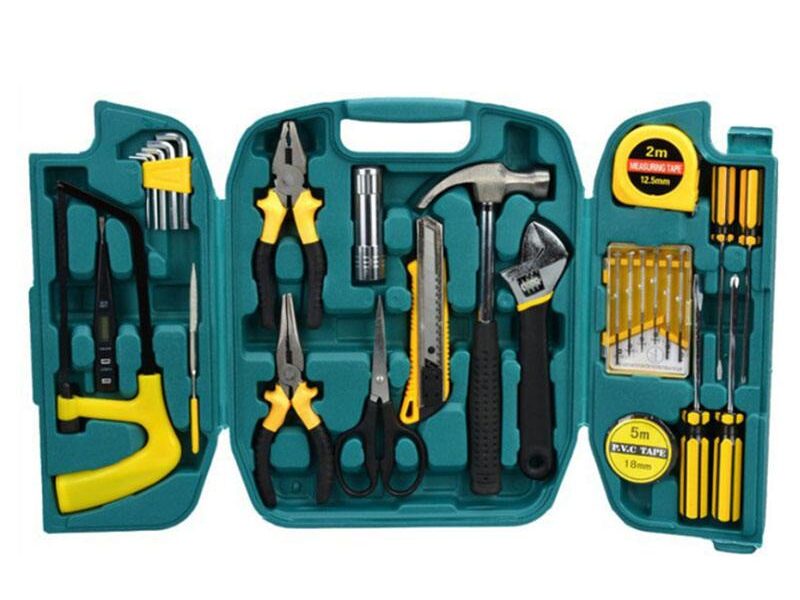 Kit Maleta de Ferramentas 27 Peças Jogo Completo Para Casa Reparos DIY Aço Carbono Resistente