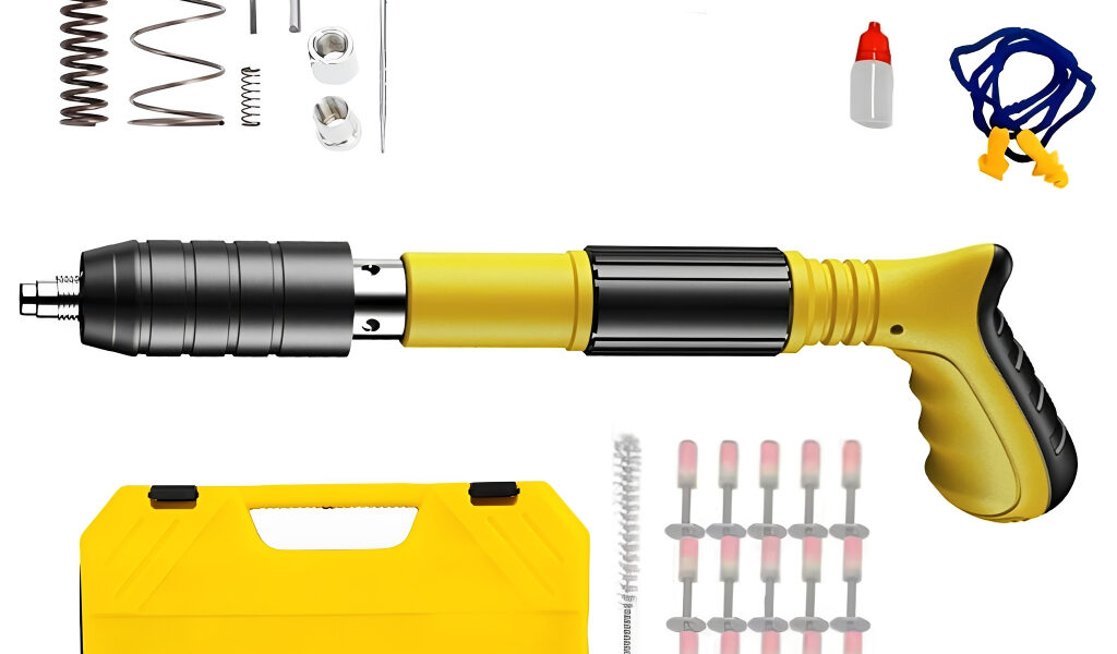 260 Pinos Pistola de Fixação Profissional Ação Direta Forte Penetra Madeira, Concreto e Aço 5mm - Kit Completo
