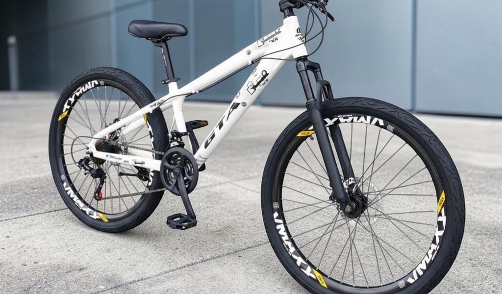 Bicicleta Aro 26 GTA Rebel Freeride Downhill 21 Marchas Roda Vmaxx Freio a Disco Dirt Jump Pneu Flame Balão Bike Grau