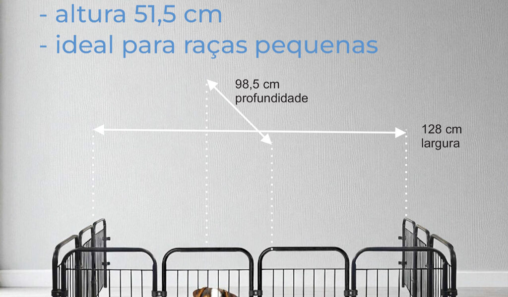 Cercado Segurança para Cachorro em Aço 3 a 10 Módulos Dobrável 3,59 m x 51cm Grade Pet