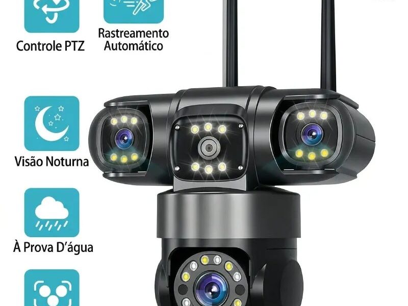 Câmera de Segurança IP WiFi 4 Lentes Externa Visão Noturna Monitoramento HD P16