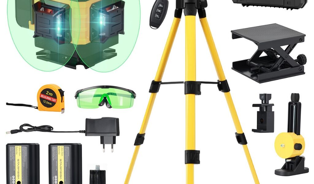 Nível de laser, 16 linhas Ferramenta de nivelamento automático de nível de laser 4x360 para construção e manuseio de ima