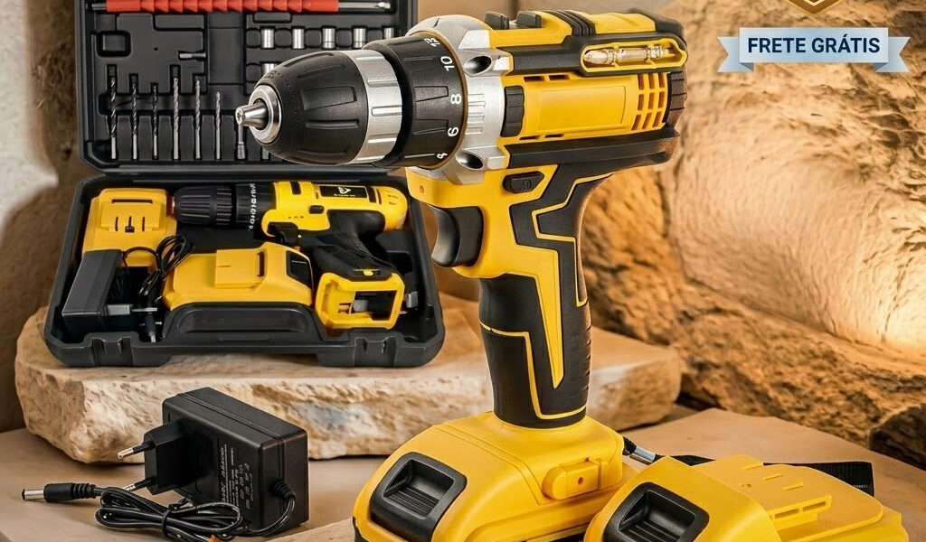 Parafusadeira Furadeira 48V 2 Baterias Com Maleta e Acessórios Completo
