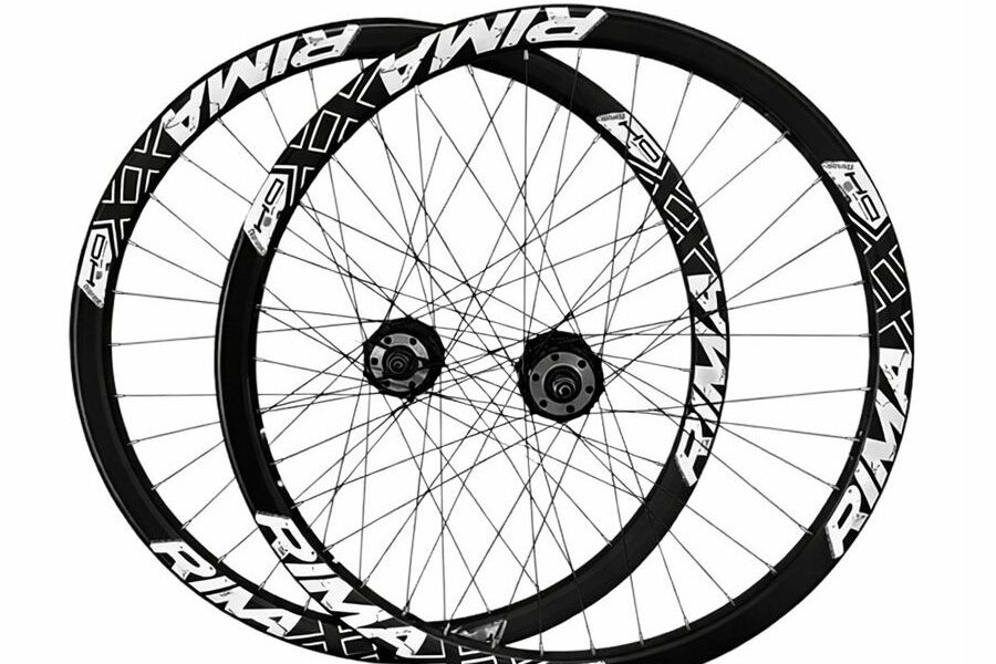 Par Roda Aro 26 Montada Rimaxx DH Freeride Alumínio Reforçado Tipo Vmaxx Cubos de Rosca Aço Freio a Disco Raios Pretos