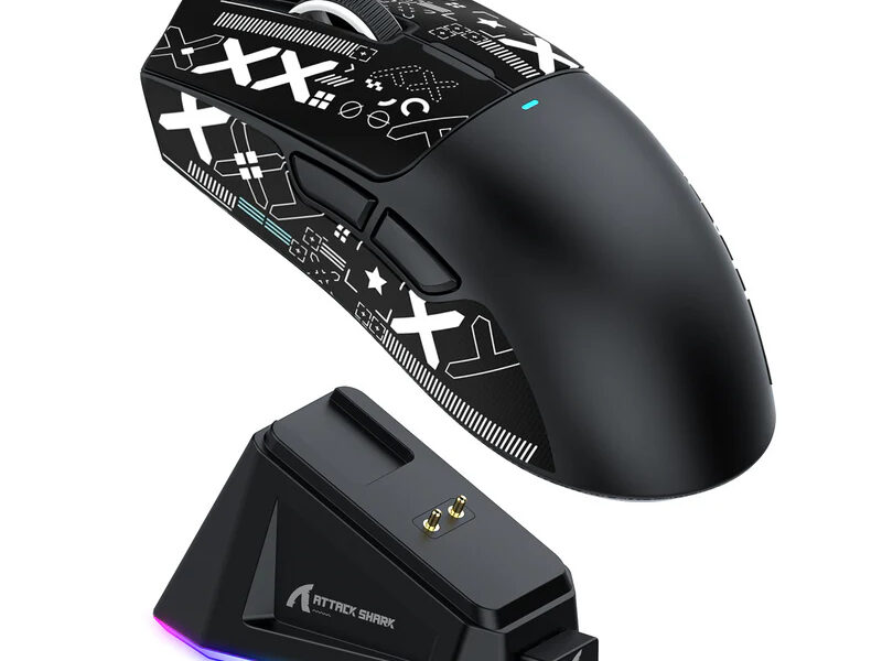 Mouse Gamer ATTACK SHARK X11 Sem Fio Tri-Mode (2.4G/Bluetooth/USB) Sensor PixArt PAW3311, Base RGB