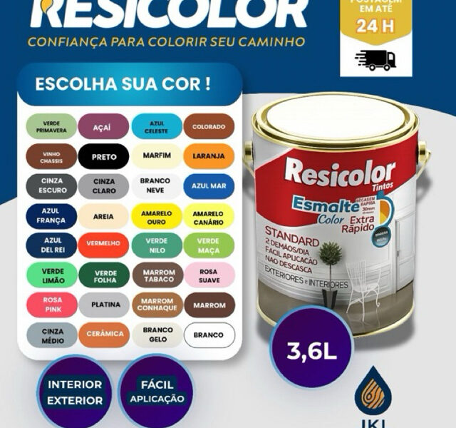 Tinta Esmalte Sintético 3,6L - Cores Diversas - Resicolor